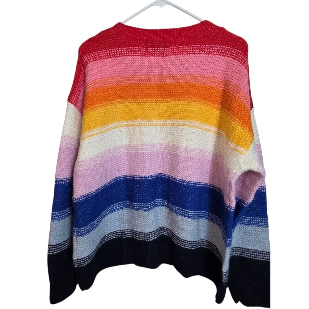 Old Navy Womens Rainbow Striped Crewneck Sweater Multi Color Knit Large L New - Picture 5 of 14
